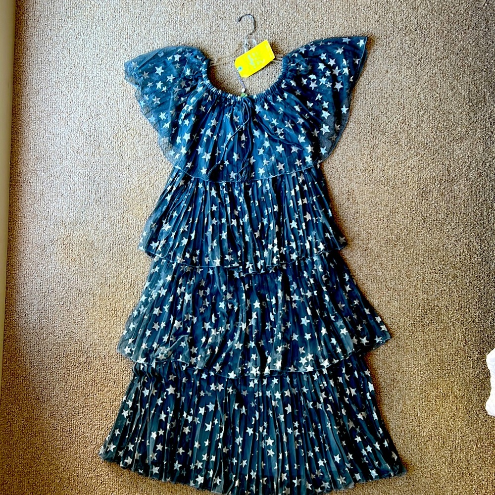 FARM Rio Brazil Shimmery Stars MIDI Dress